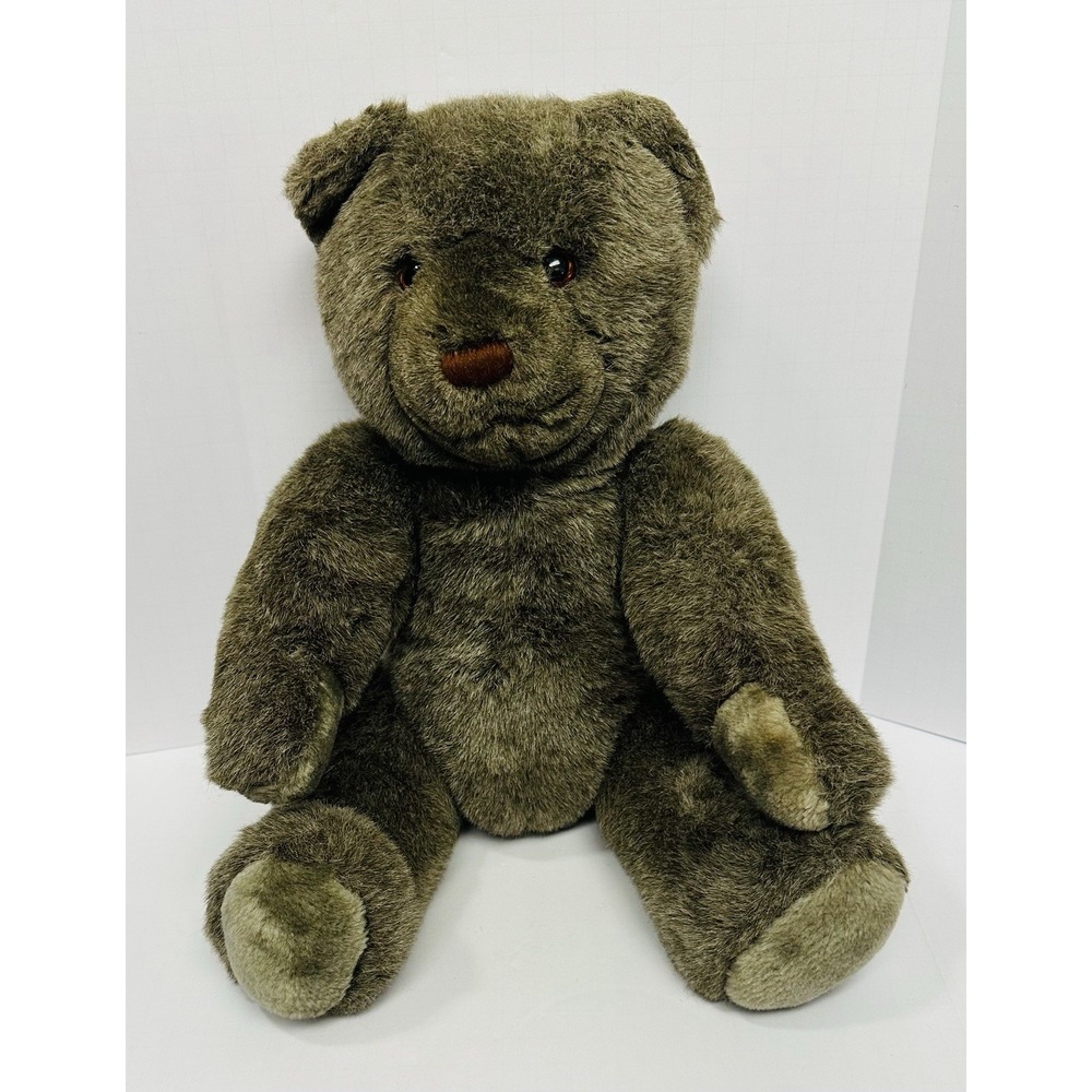 Vintage 1985 Applause Teddy Bear Dark Gray Plush Stuffed Animal 16" Jointed